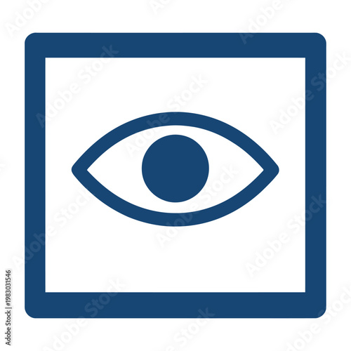 Vector graphic of a watchful eye inside a blue square