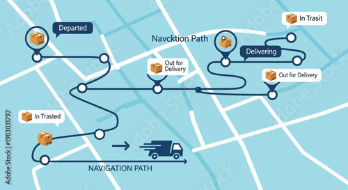 Navigation path on a map.