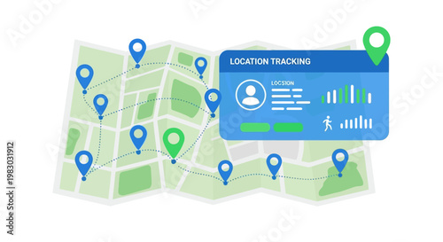 Location tracking on a map.