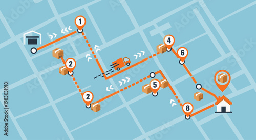 Route map with numbered locations marked.