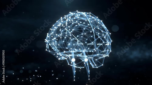Futuristic Digital Brain Illustration Representing Artificial Intelligence and Neural Networks in Technology