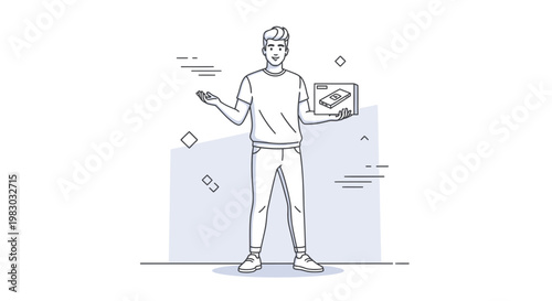 Man Holding Money Box, Financial Concept, Investment, Savings, Business Growth