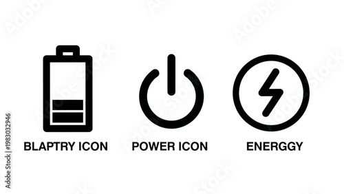 Minimalist black icon set featuring battery charge level indicator universal power button symbol energy lightning bolt graphic electricity lightning hardware interface resource electronic