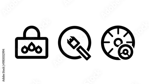 Collection of lifestyle icons featuring liquid infusion bag makeup brush and chronometer gauge measurement tool outline symbols collection cosmetic lifestyle infusion measurement instrument