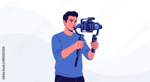 Filmmaker with Camera Gimbal Stabilizer, Professional Videography and Content Creation