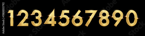 Cuadro en lienzo 3D golden number set with metallic font design