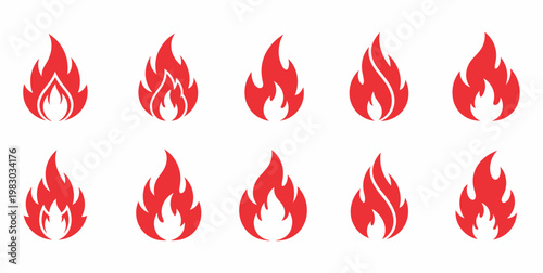 Collection of various red flame icons.