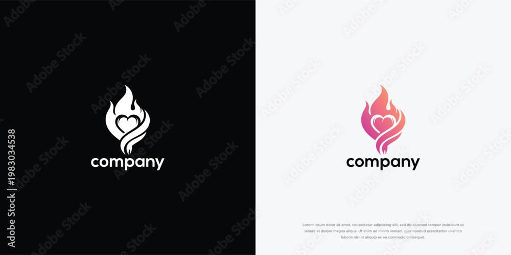 Obraz premium Fire Heart Logo Design Vector