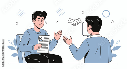 Job Interview Anxiety: Candidate Nervous During Meeting with Recruiter