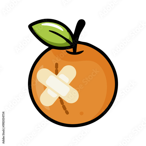 Orange fruit and wound plaster vector