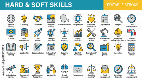 Hard and Soft Skills Infographic - Flat Design Vector Illustration