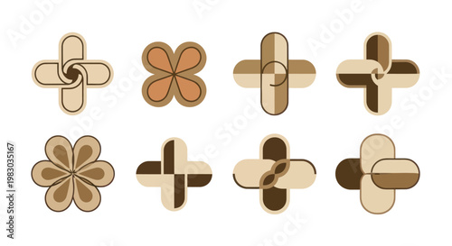 Collection of Retro Abstract Geometric and Organic Shape Patterns