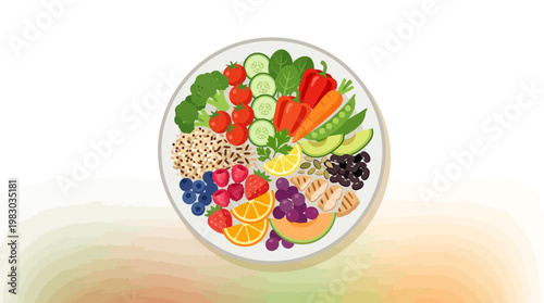 Variety of Fresh Fruits and Vegetables.