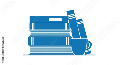 Stack of books with a coffee cup