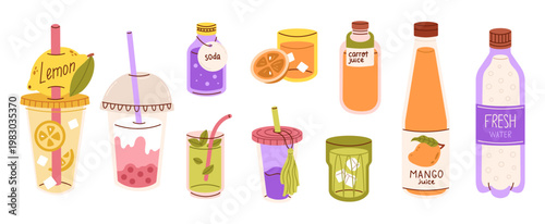 Beverage illustration set