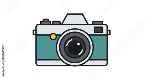 Vintage photo camera illustration in flat design style isolated on white background
