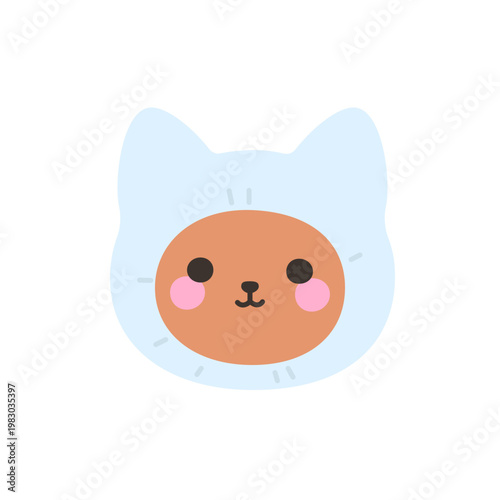 Cute kawaii cat face wearing sterile protective suit costume