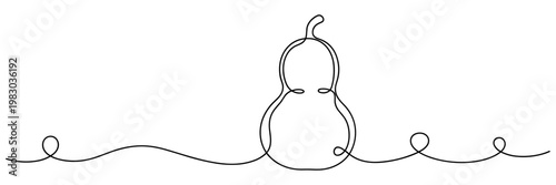 Pear sitting on wavy continuous line minimal white background, none editable strokes