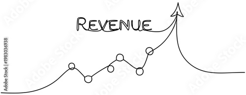 Revenue growth chart with increasing trend line and arrow illustration. No editable stroke