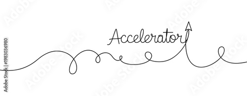 Continuous line drawing of accelerator with upward arrow. No editable stroke