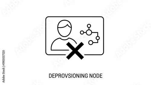 Deprovisioning node concept icon design with deprovisioning decommission technology interface software infrastructure management maintenance disconnect deactivate configuration technical