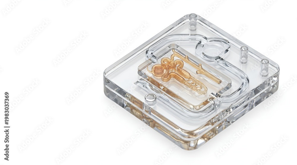 Fototapeta premium 3D isometric nephron filtration chip medical microfluidic device