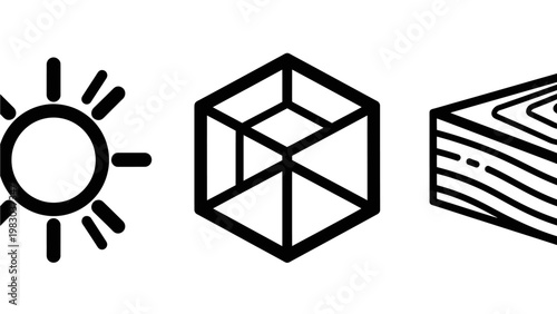 Solar energy geometric cube layered surface structure icons with three dimensional geometry structure abstract technology development material engineering graphics component construction