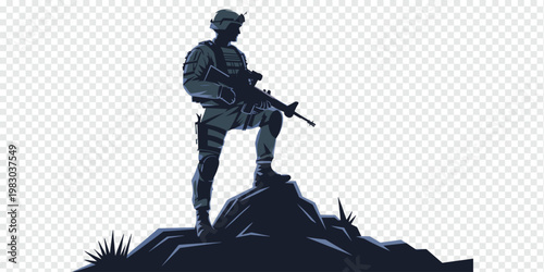 Soldier Silhouette Sunset Military Service Concept