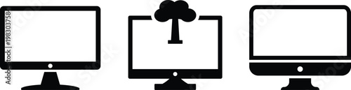 Monitor icon, monitor vector, screen vector, display icon, monitor symbol.
