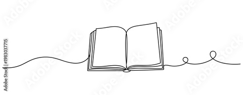 Open book displayed on continuous line background setting. no editable stroke