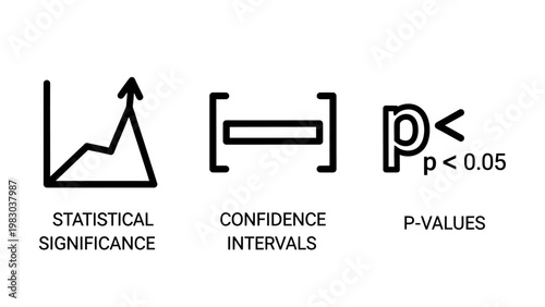 Statistical analysis symbols showing significance confidence intervals p-values with statistics analysis significance confidence intervals mathematics research methodology evidence hypothesis