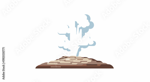 Stylized Volcano Eruption with Smoke and Ash