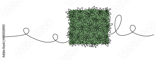 Square hedge composed of leaves in minimalist continuous line