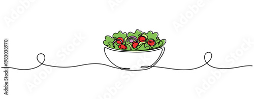 Salad bowl centered with fresh greens on white background