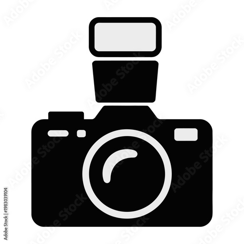 Vector graphic of a modern camera with a flash