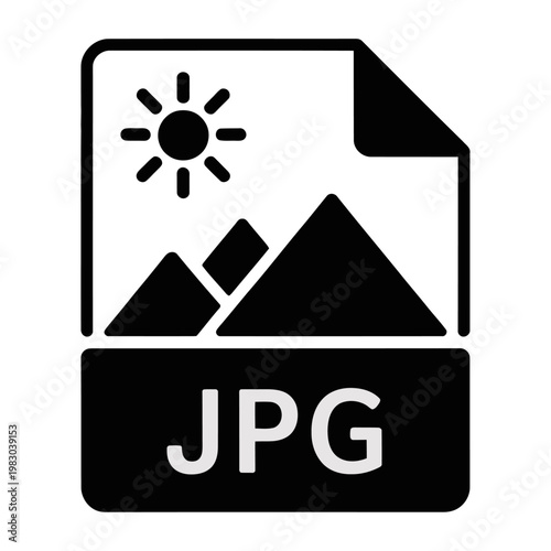 Vector graphic illustration of a jpg file with a mountain landscape and sunny weather.