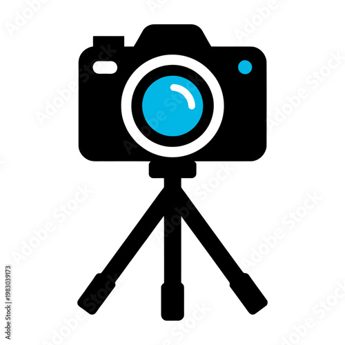 Vector graphic of a camera on a tripod