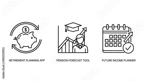 Piggy bank with money cycle student with graduation cap and graph calendar with checkmark graphic resources web icon app icon graduation education learning calendar checkmark schedule