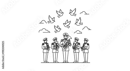 Military Band Releases Doves of Peace, Symbolizing Harmony and Freedom