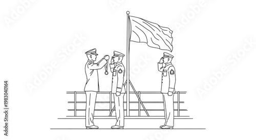 Military Ceremony: Medal Awarded to Soldier by Officer Beside Flagpole