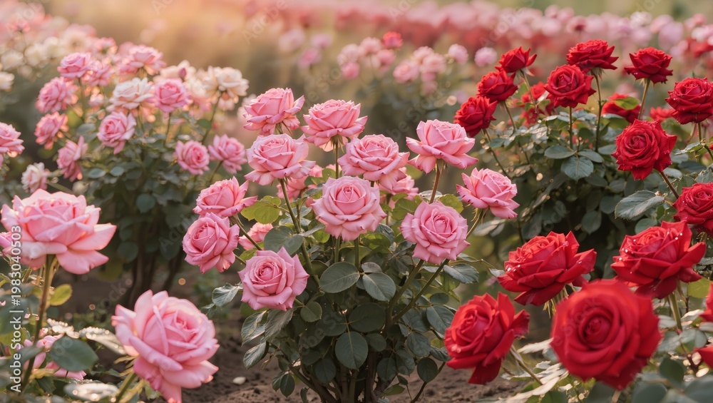 Obraz premium Colorful blooming rose garden