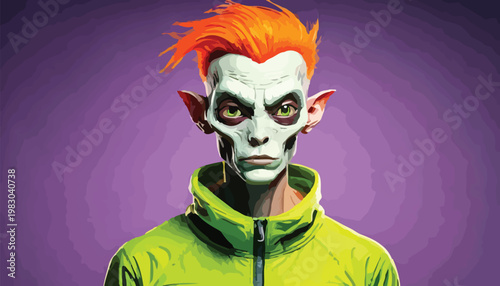 Intense Portrait of a Striking Character with Orange Hair.