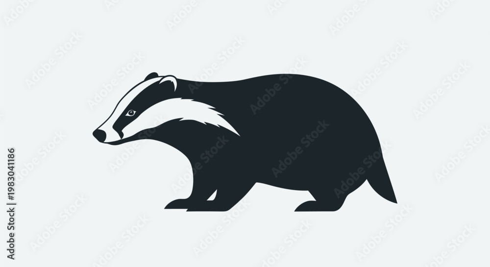 Obraz premium Stylized Illustration of a Black and White Badger Standing 1.