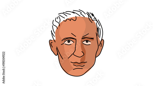 Louis Braille portrait, flat vector illustration
