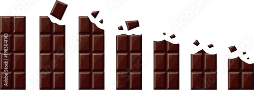 Chocolate Bars Breaking into Pieces, Sweet Dessert Design for Chocolate, Snacks, and Food Graphics