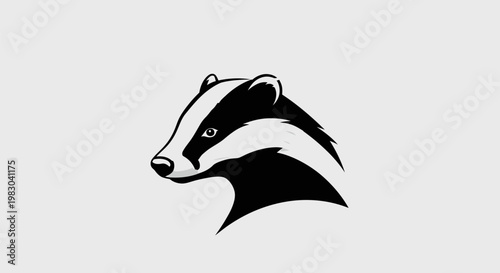 Stylized illustration of a badgers head in profile.