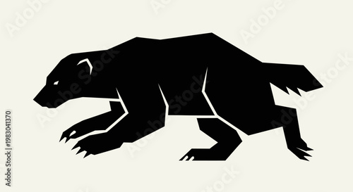 Stylized Silhouette of a Ferocious Wolverine in Motion.