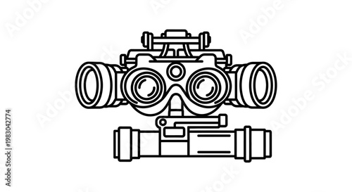 Night Vision Goggles Icon, Military Binoculars, Tactical Equipment, Vector Line Art