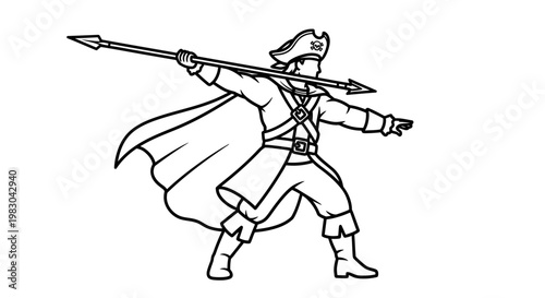 Pirate Captain with Cutlass and Musket, Nautical Adventure, Swashbuckler Character