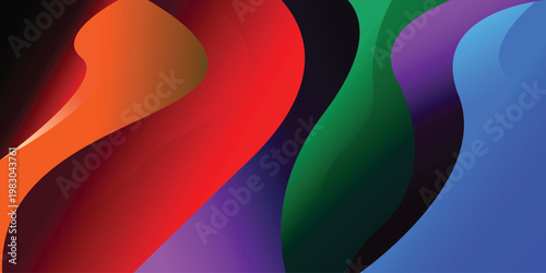Abstract vibrant colorful wavy gradient background with smooth curves and dark edges